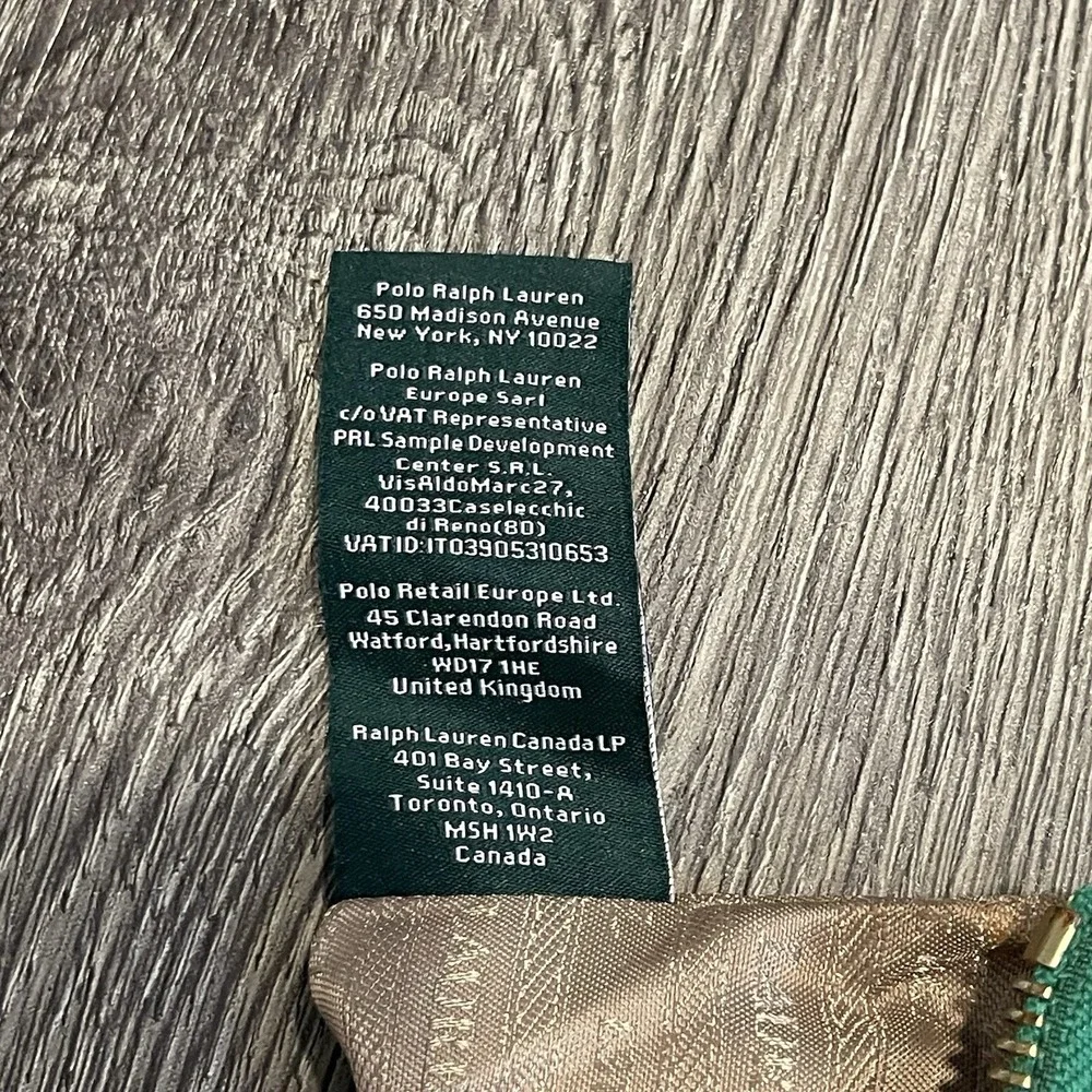 Lauren Ralph‎ Lauren Green Textured Leather Wristlet Gold Hardware Pouch Bag